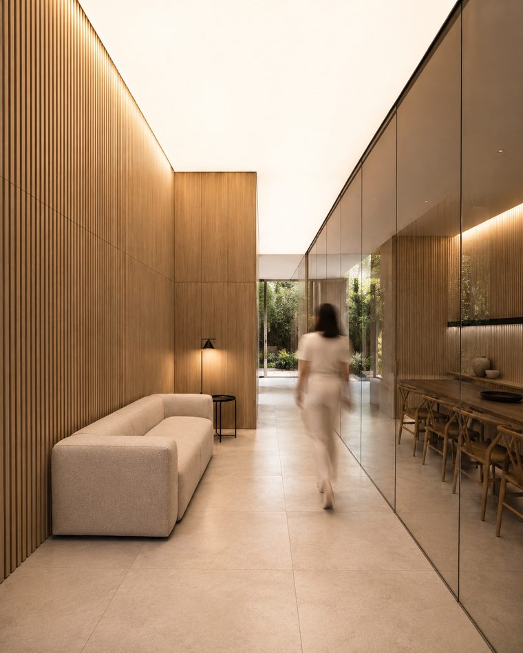 Backlit luminous stretch ceiling panel glowing evenly